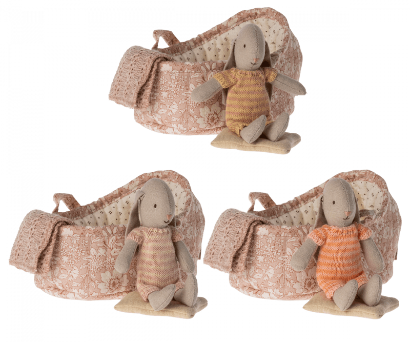 Heirloom Toys | Bunny in a carrycot- Micro Size | Maileg - The Ridge Kids