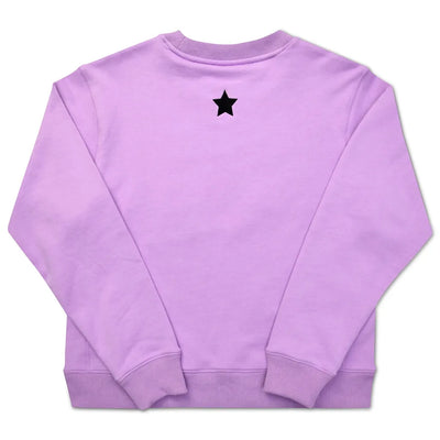 back of Hocus Pocus sweatshirt. purple in color with black star at the top. 