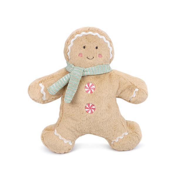 gingerbread stuffed animal wearing a mint green scarf