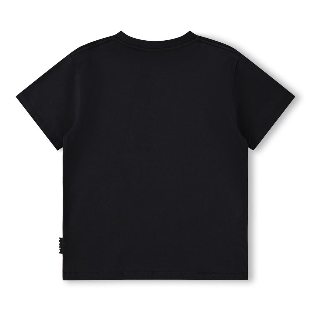 Back of a Black t-shirt on a white background