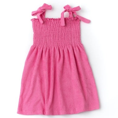 Girls Swimwear | Cover Up: Smocked Terry- Hot Pink | Shade Critters