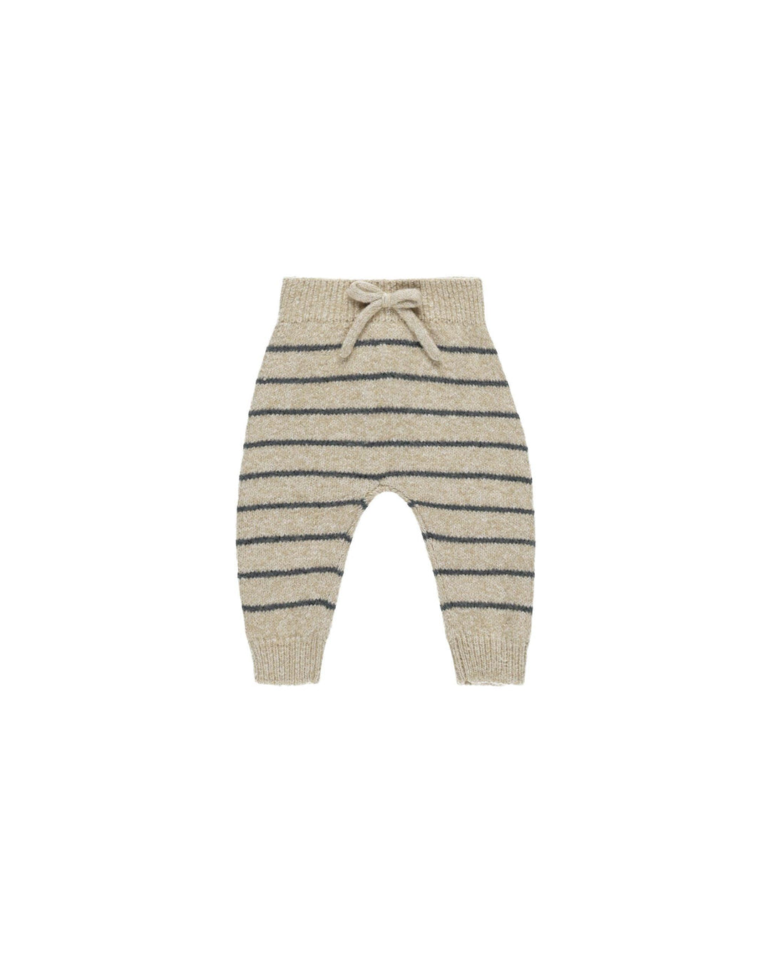 beige baby pants with drawstring and navy stripes 