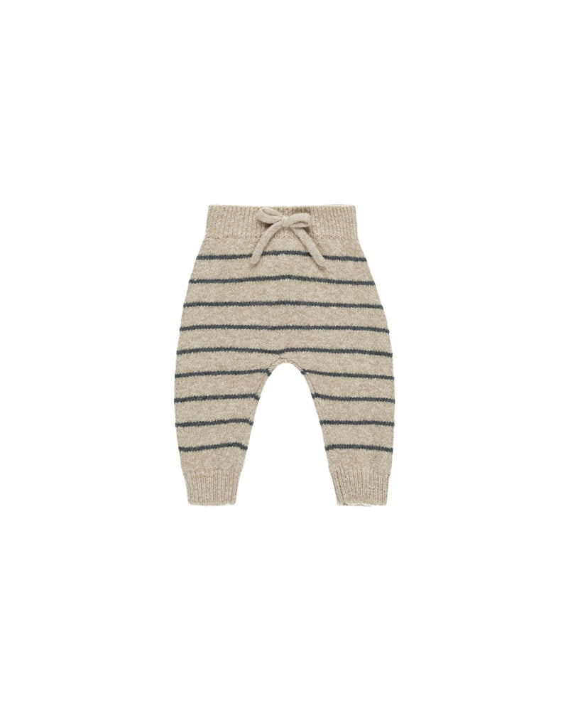 beige baby pants with drawstring and navy stripes 