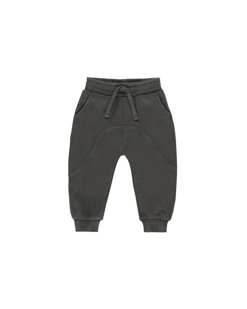 washed out black/gray sweatpants with seams all along the front and drawstring waist 