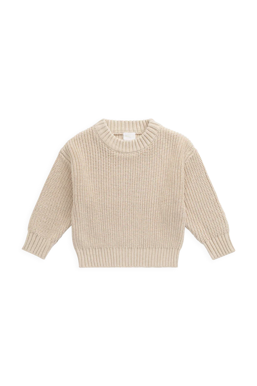 Beige knitted sweater on a white background