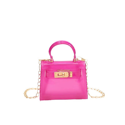 Magenta colored jelly tote bag, looks like a Kelly inspired Kelly Bag