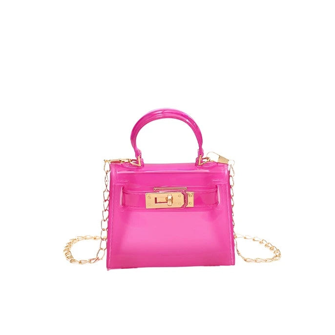 Magenta colored jelly tote bag, looks like a Kelly inspired Kelly Bag