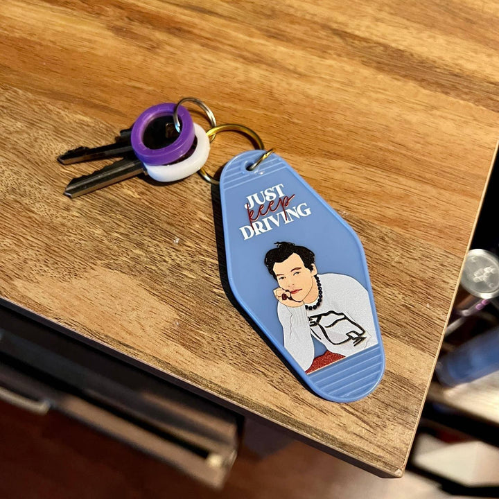 Keychain | Harry Styles Just Keep Driving Motel Keychain | Shop Trimmings - The Ridge Kids