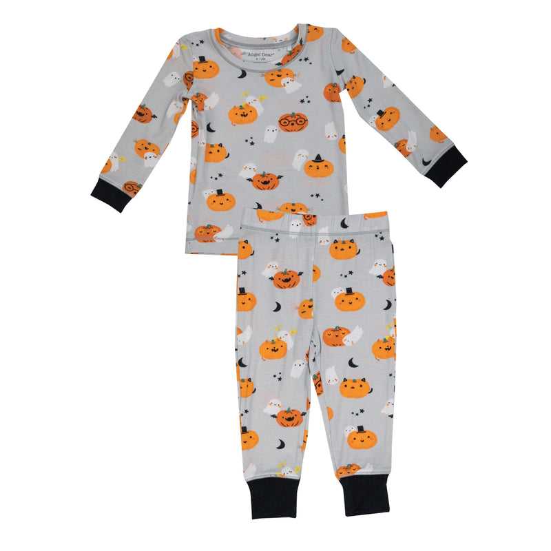 Kids Halloween Pajamas | Pumpkin and Ghosts Long Sleeve PJs | Angel Dear - The Ridge Kids