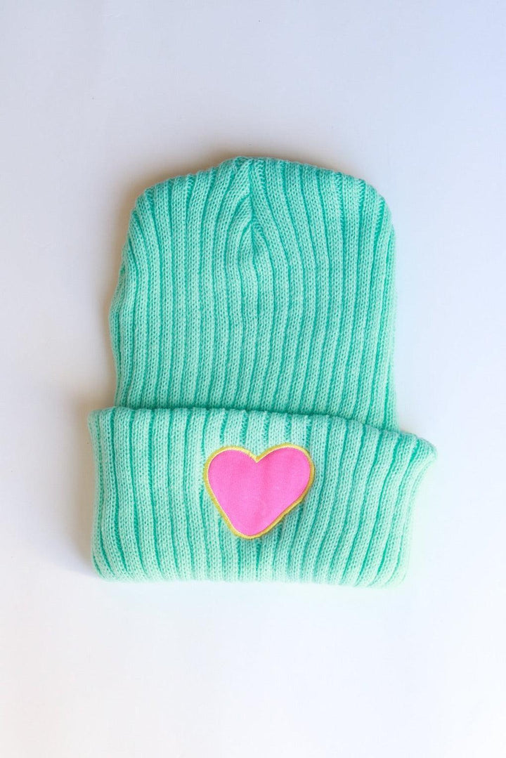 Kids Hat | Azure & Pink Heart Beanie | XOXO by Magpies - The Ridge Kids