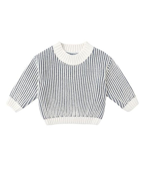 Striped sweater with a high neckline on a white background