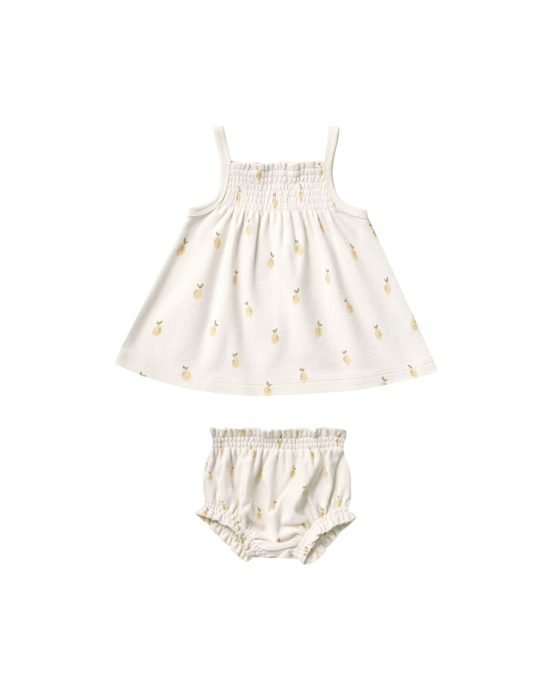 Baby Girl Dress | Smocked Tank and Bloomer Set- Lemons | Quincy Mae