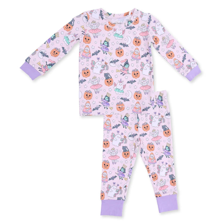 Girls Sets | Long Sleeve Loungewear Sets- Halloween Monster Dress Up- Pink | Angel Dear