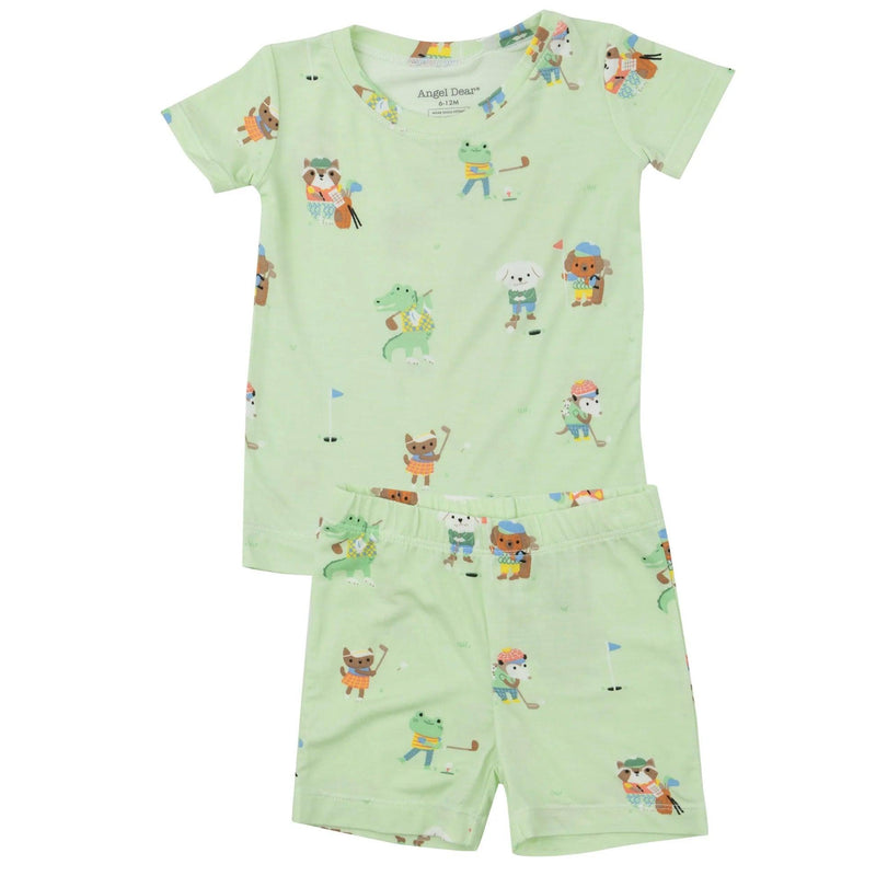 Loungewear | 2 Piece Short Set- Golfing Animals | Angel Dear - The Ridge Kids