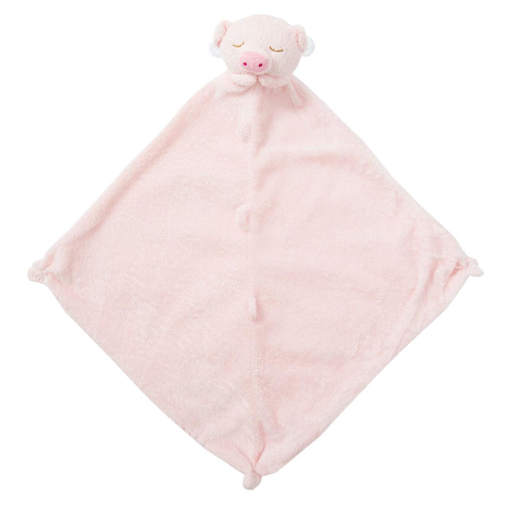 pink piggie blankie soother with a pig head attached. 