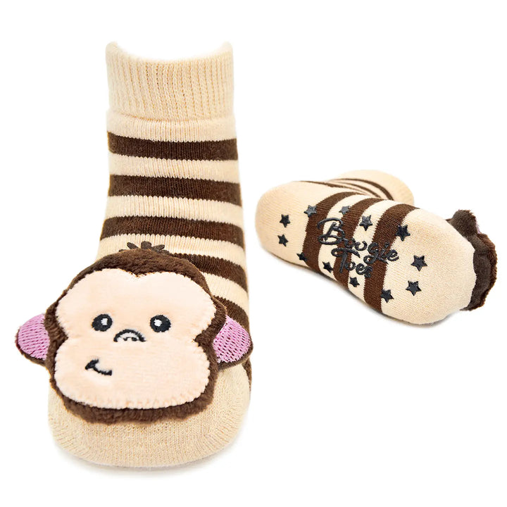 Baby Unisex Socks | Rattle Socks - Monkey Boy | Boogie Toes