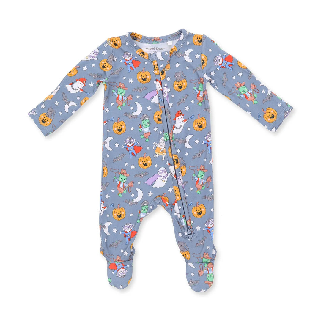 Baby Boy Footie | 2 Way Zipper Footie - Halloween Monster Dress up - Blue | Angel Dear