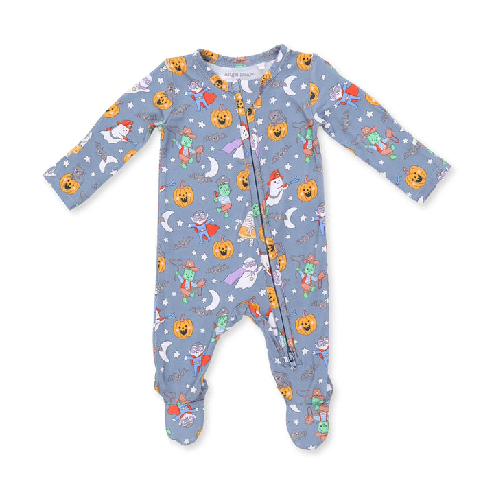 Baby Boy Footie | 2 Way Zipper Footie - Halloween Monster Dress up - Blue | Angel Dear