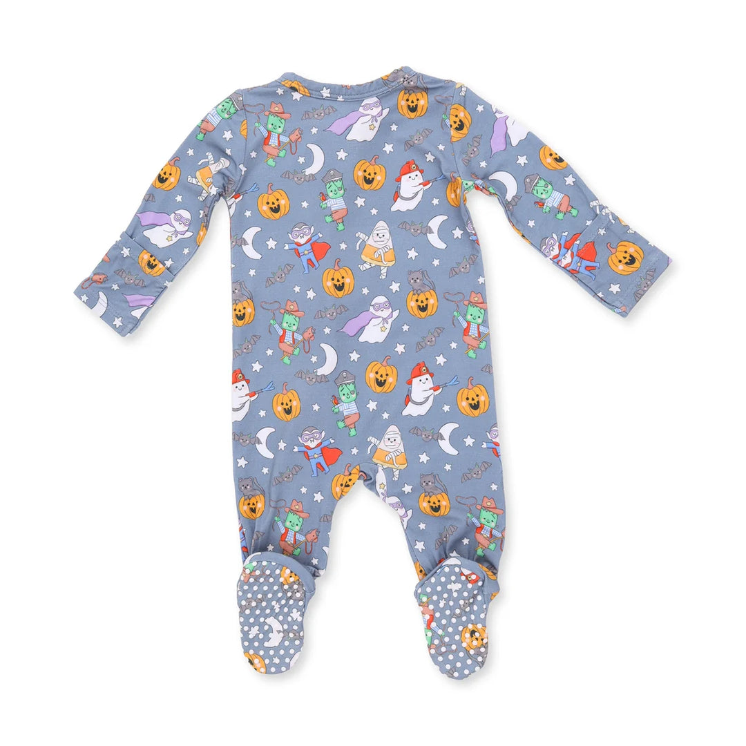 Baby Boy Footie | 2 Way Zipper Footie - Halloween Monster Dress up - Blue | Angel Dear