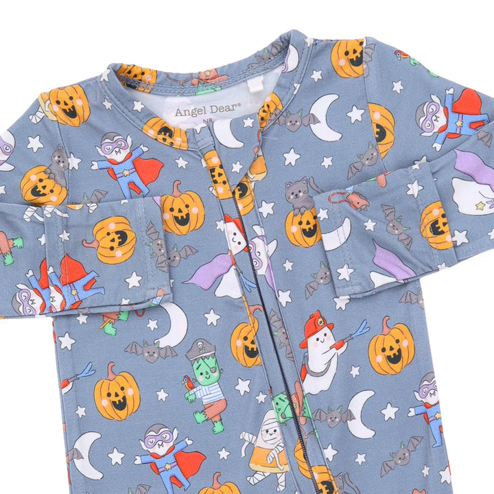 Baby Boy Footie | 2 Way Zipper Footie - Halloween Monster Dress up - Blue | Angel Dear