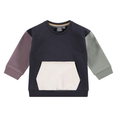 Baby Boy Sweatshirt | Color block- Navy | BABYFACE