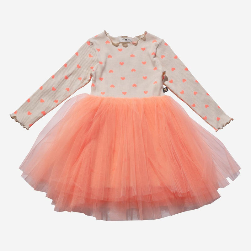 Girls Dress | Vintage Flower Tutu- Neon Orange | Petite Hailey