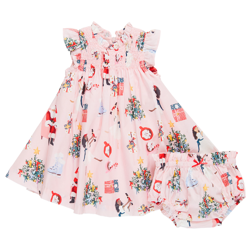 Baby Girl Dress | Stevie - Holiday Spirit | Pink Chicken