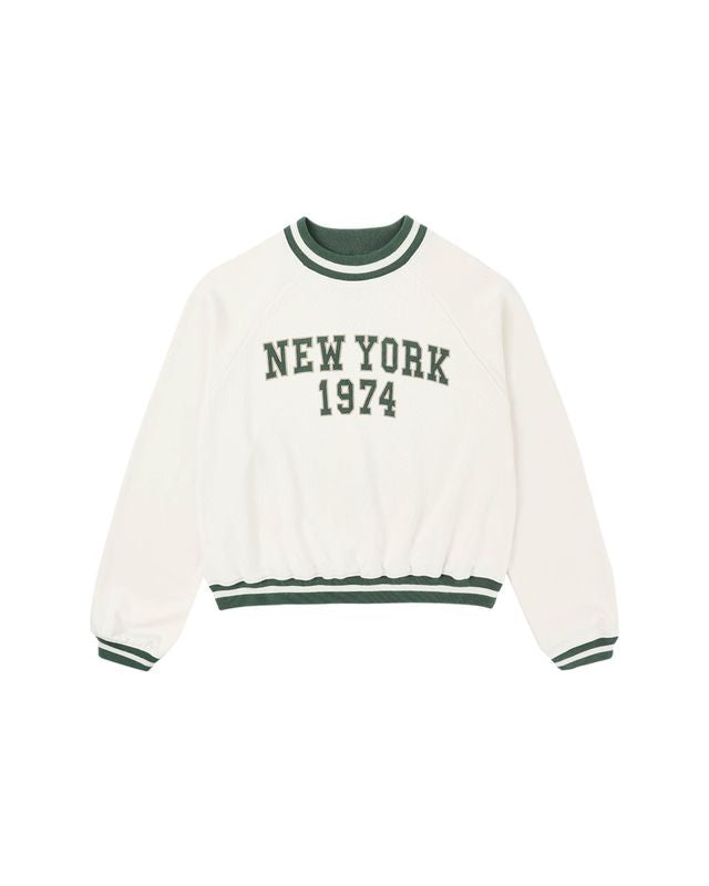 White sweatshirt with 'New York 1974' text on a white background