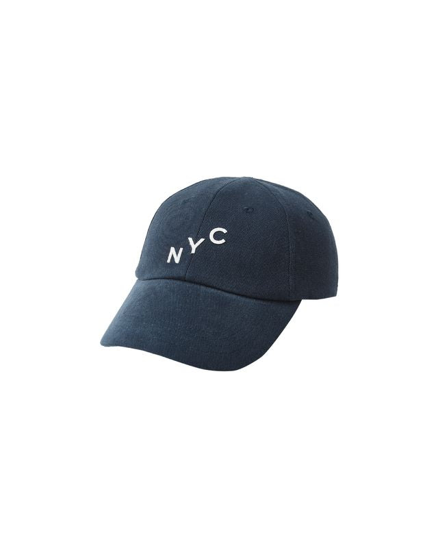 Navy blue cap with 'NYC' text on a white background