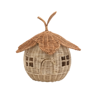 rattan cottage, rounded with a leaf and stem top 