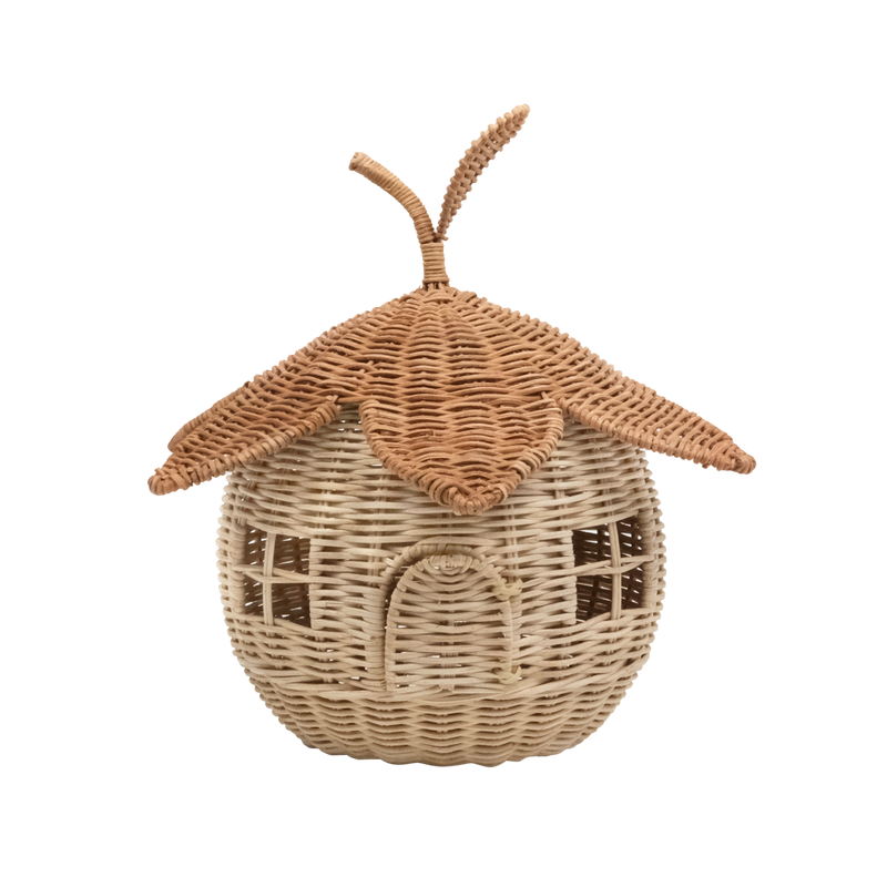 rattan cottage, rounded with a leaf and stem top 