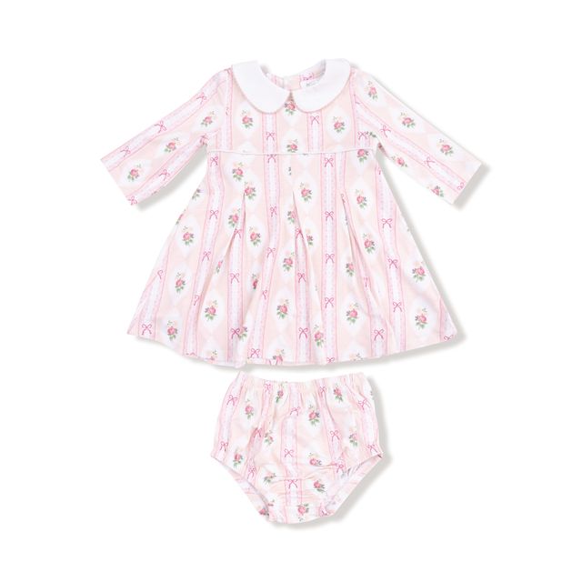Baby Girl Dresses | Box Pleat Dress- Ogee Lace Floral | Angel Dear