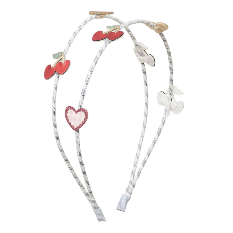 Headband with heart-shaped clips on a white background