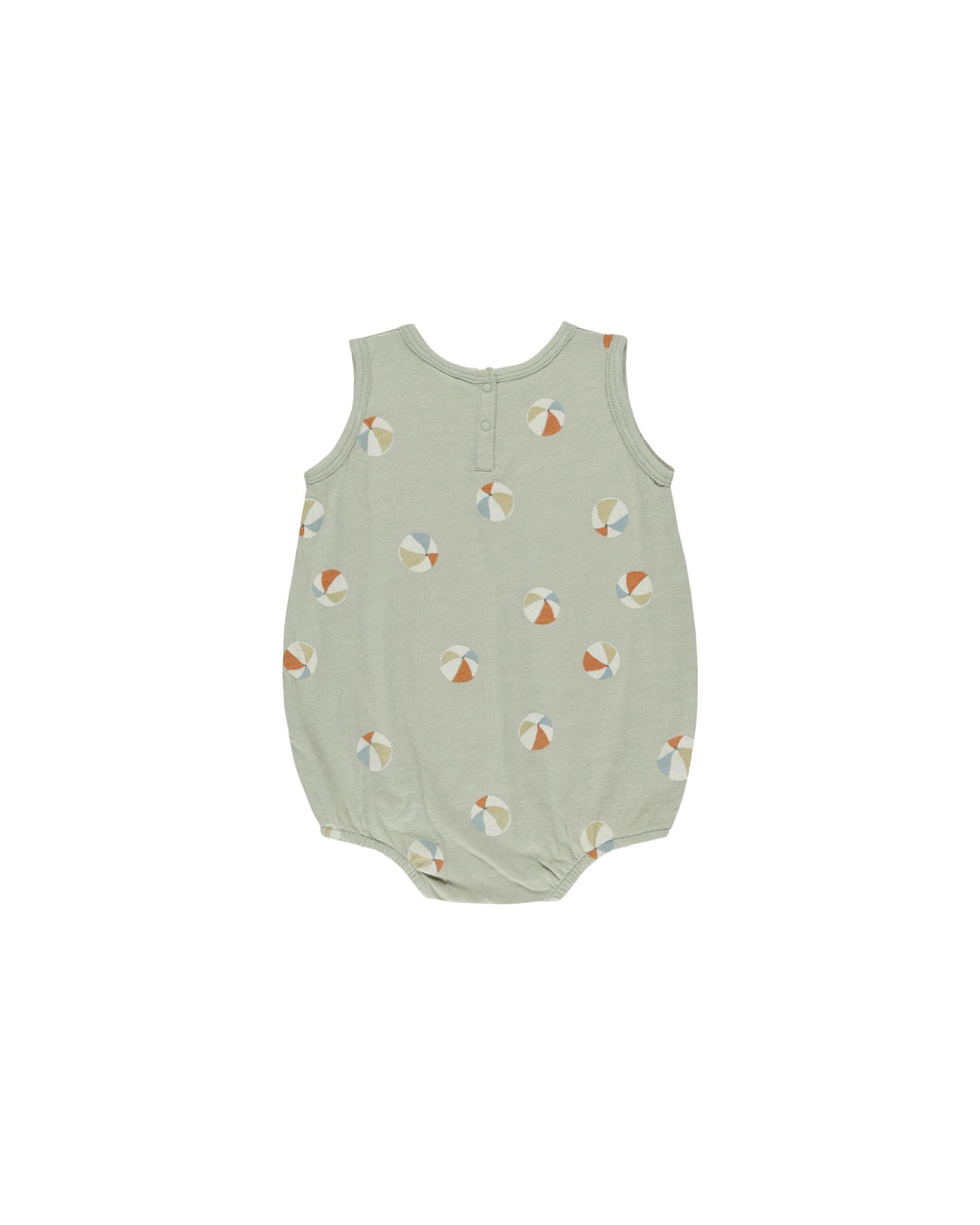 sage green baby bubble with beach balls screen printed all over. 