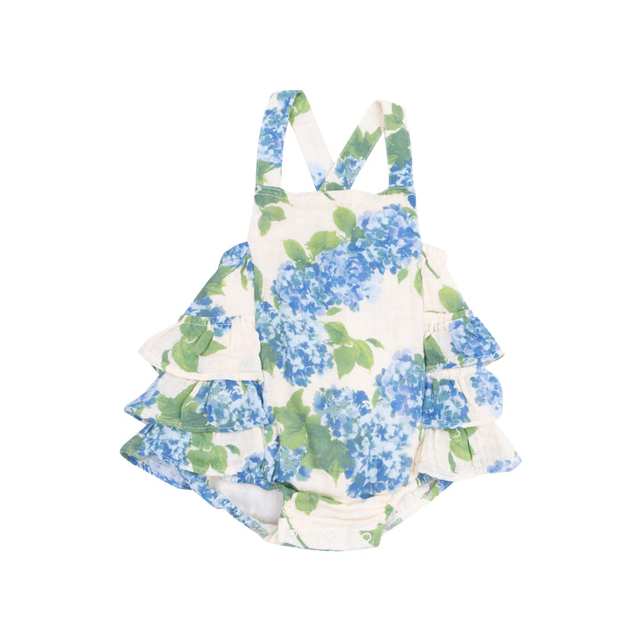 Baby Girl Jumpsuits and Rompers | Ruffle Sunsuit- Watercolor Hydrangeas | Angel Dear