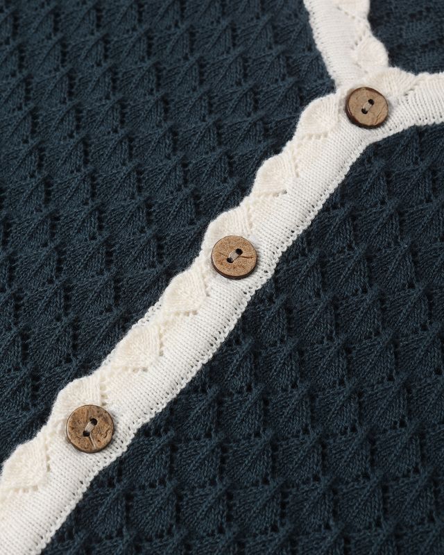 close up of the fabrication and details on the sweater