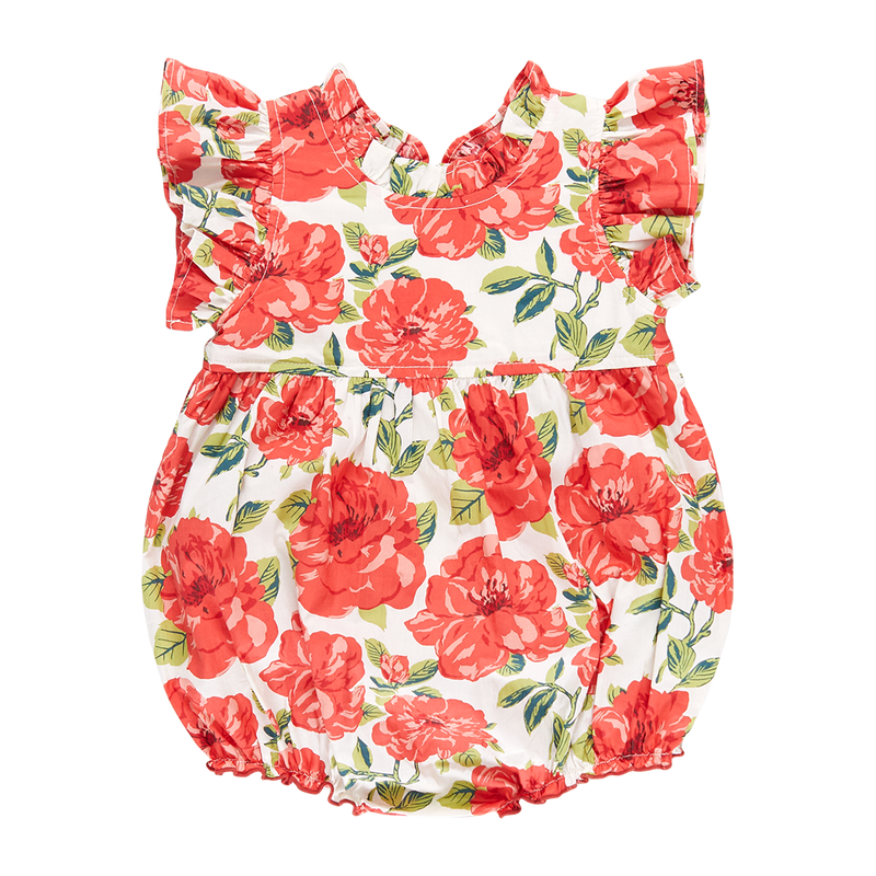 Baby Girl Bubble | Jennifer- Red Peonies | Pink Chicken