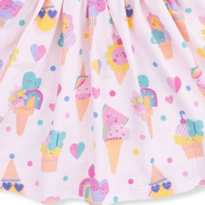 Children's dress with ice cream cone pattern on a white background