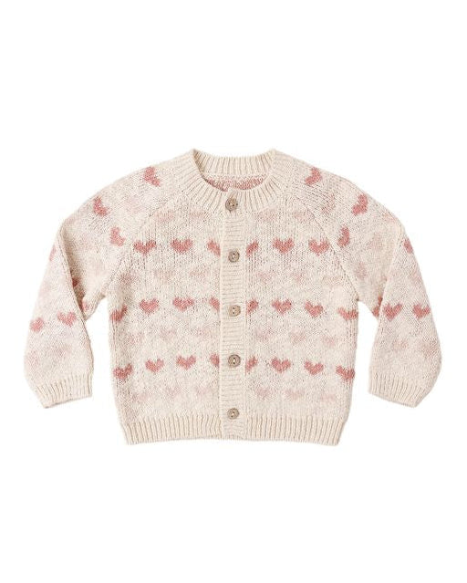 Knitted sweater with heart pattern on a white background