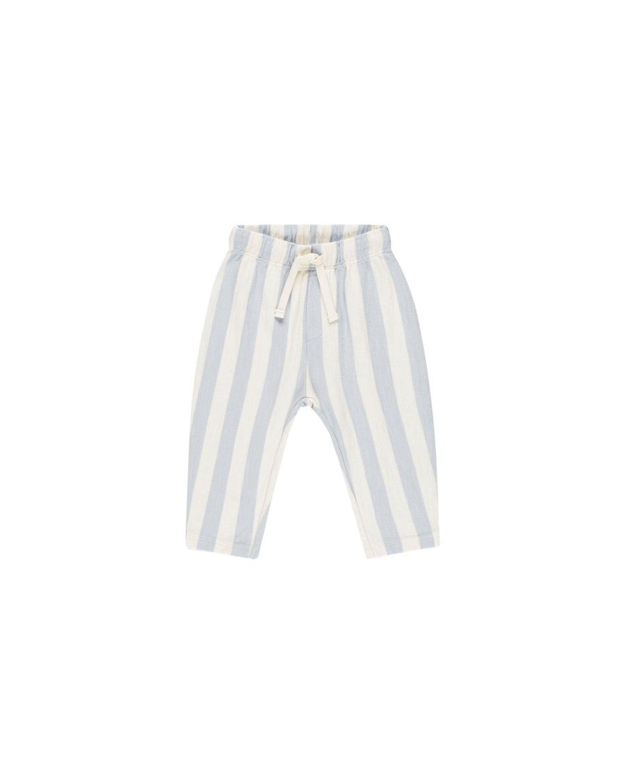 blue and white stripe pants with drawstring