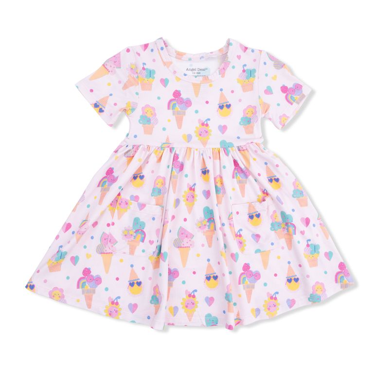Girls Dresses | Twirly Dress with Cartwheel Short - Ice Cream Fun Crew | Angel Dear