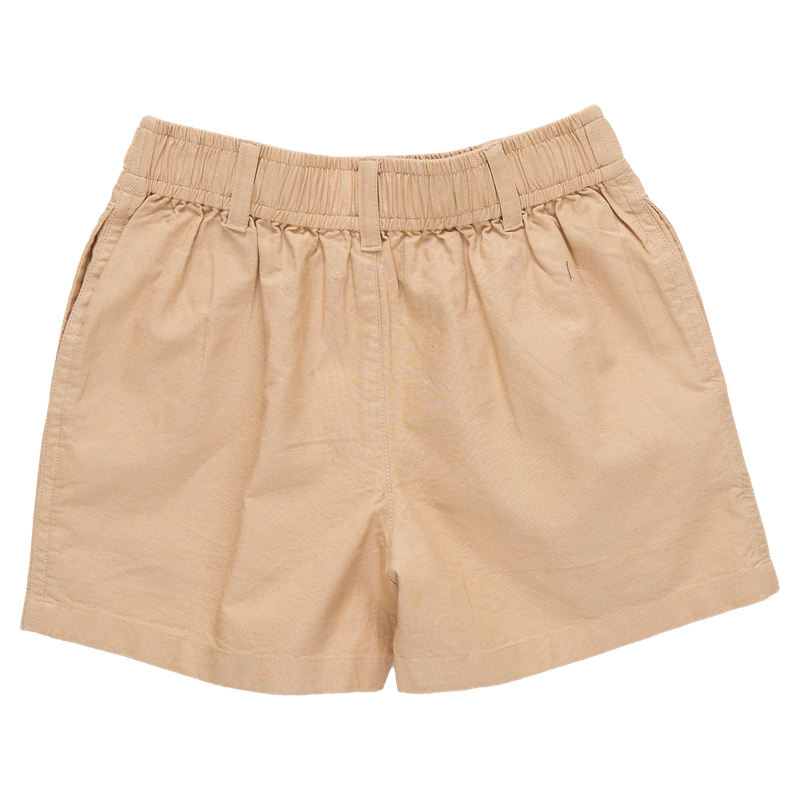 back of Beige shorts on a white background