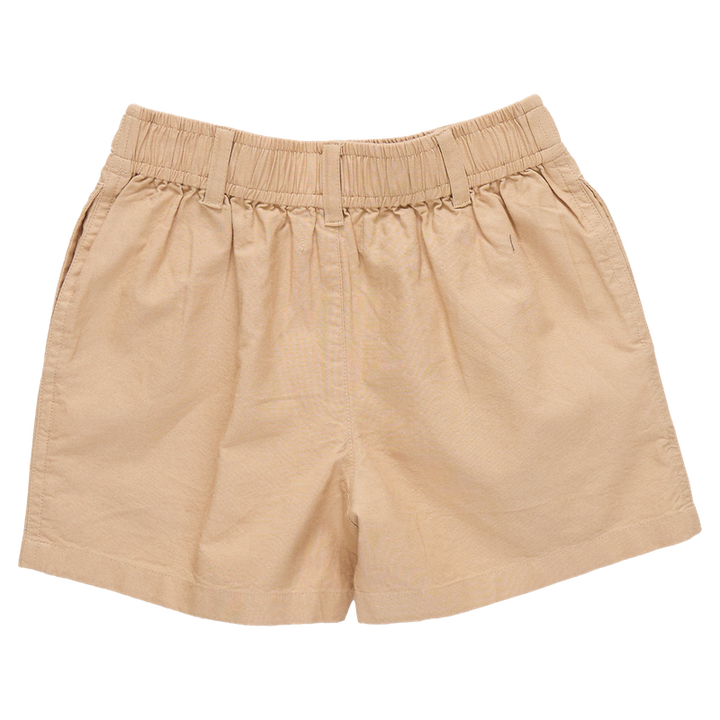 back of Beige shorts on a white background