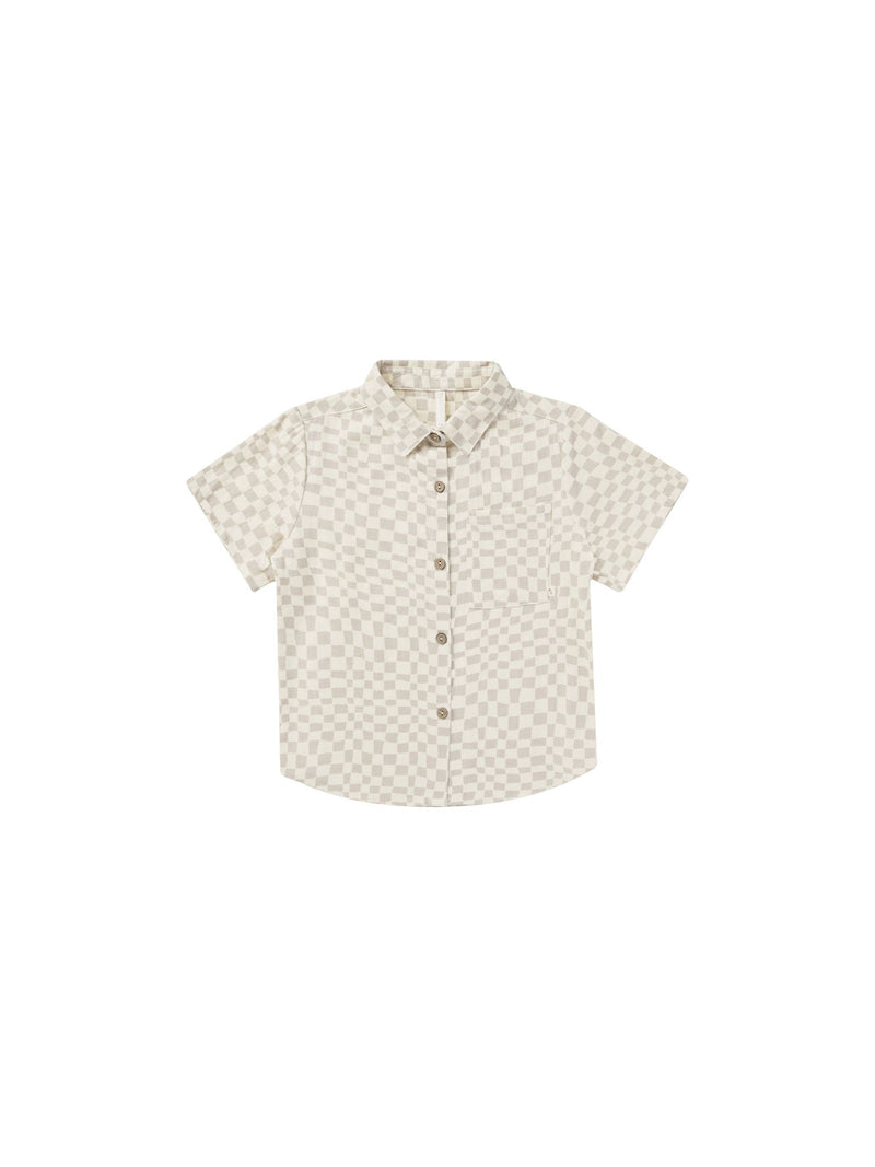 Boys Top | Collared Shirt - Dove Check | Rylee and Cru