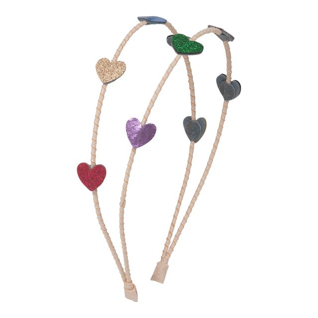 Headband with colorful heart-shaped beads on a white background