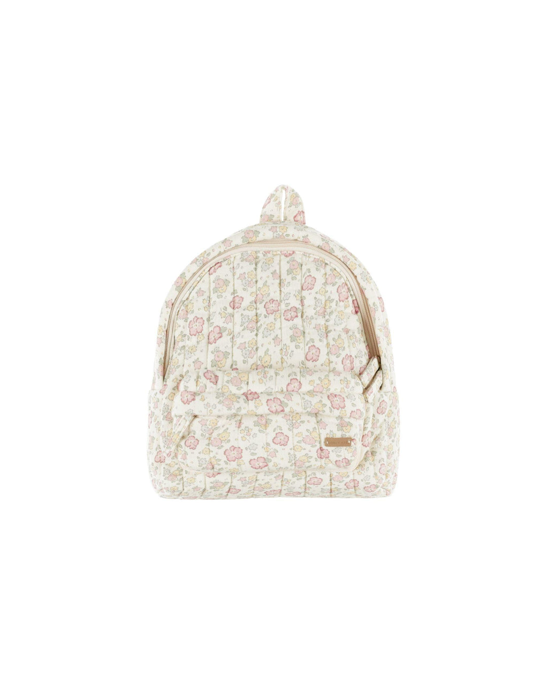 mini backpack with pastel floral print all over. 