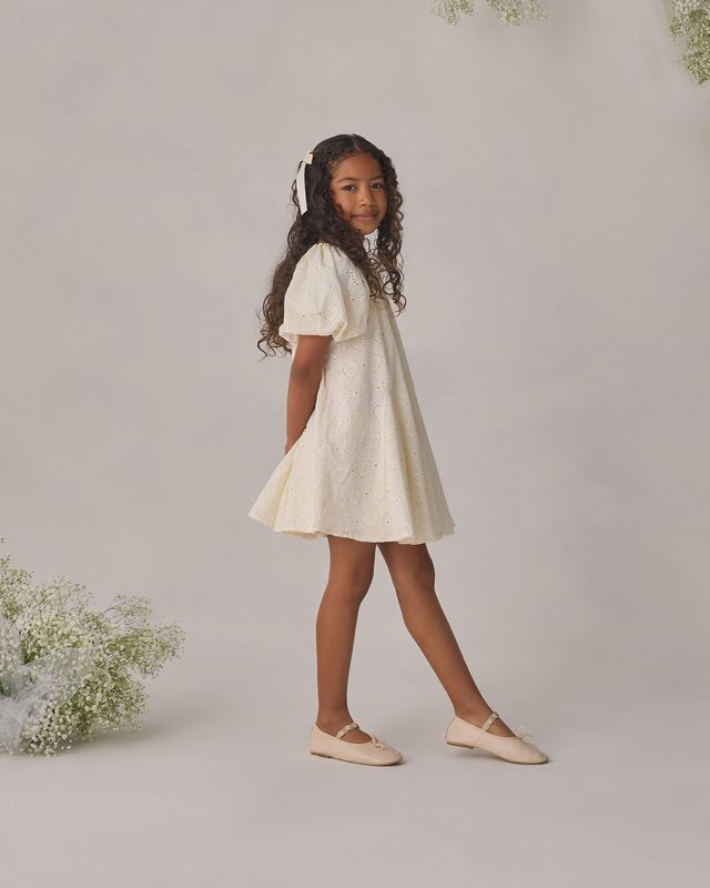 Girls Dresses | Maia Dress: Heart Eyelet- Ivory | Noralee
