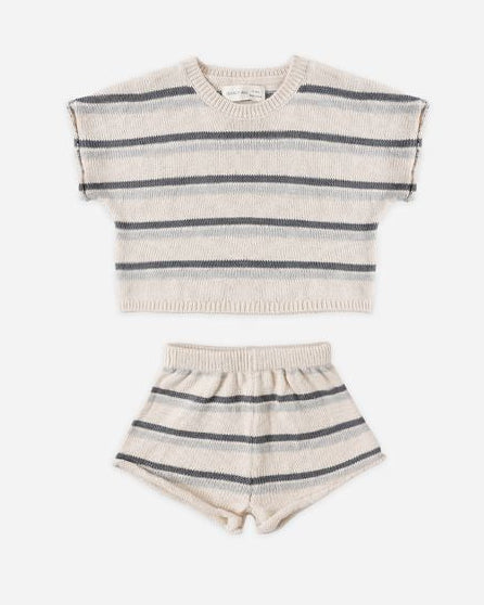striped knit outfit. 