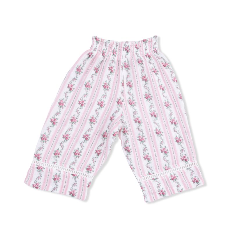 Floral-patterned pants on a white background