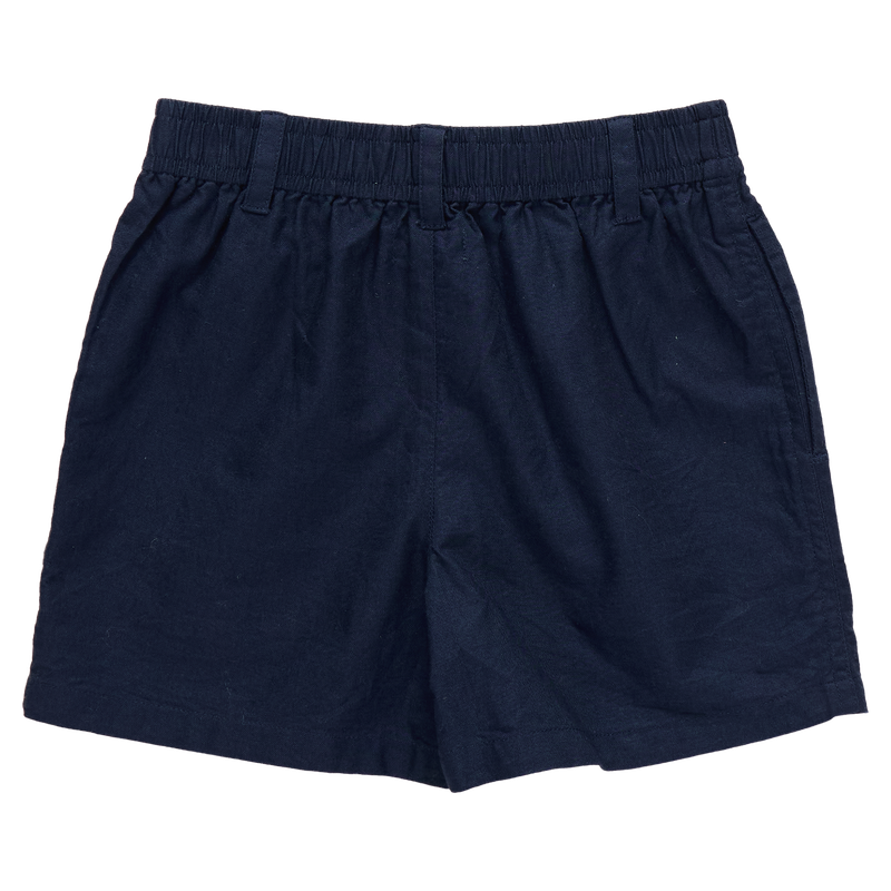 Navy blue shorts on a white background
